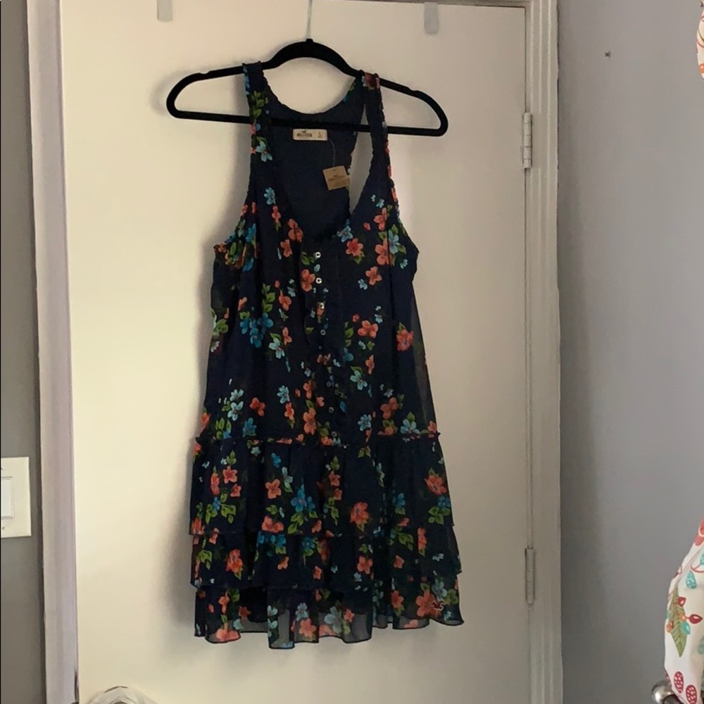 NWT Hollister BETTYS Blue RUFFLE Razorback Dress